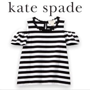 Kate Spade Girls Black & White Striped Cold Shoulder Tee. EUC! Size 3-6 months.